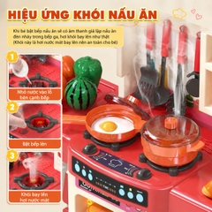 Đồ chơi nhà bếp cỡ lớn cao 72cm - 100cm nấu ăn có máy hấp trứng, vòi nước kèm hiệu ứng đèn âm thanh cho bé