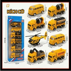 Bộ 6 Xe Công Trình Mini Cho Bé Chạy Đà Pull Back – Đồ Chơi Phương Tiện Xây Dựng