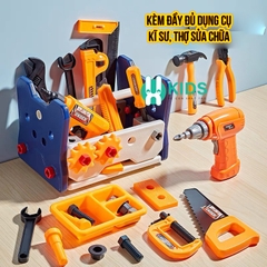 Đồ chơi ốc vít, lắp ráp kĩ sư 2in1 kết hợp ghế ngồi cỡ lớn cho bé có máy khoan điện, dụng cụ sửa chữa cho bé