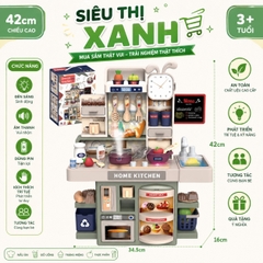 Đồ Chơi Nhà Bếp Châu Âu Cỡ Lớn 42cm Có Khói Và Vòi Nước Thật Kèm 48+ Phụ Kiện