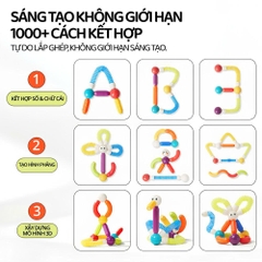 Bộ Que Nam Châm Bảy Màu Fun Play 100 Chi Tiết – Lắp Ghép Sáng Tạo Cho Bé 3+