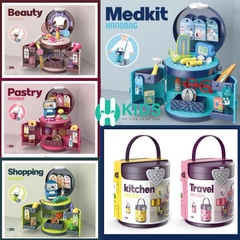 Hộp túi xách biến hình 2in1 đa năng thành đồ chơi nhà bếp nấu ăn, bác sĩ, trang điểm có quai đeo tiện lợi cho bé