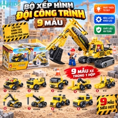 Bộ Lắp Ghép Đội Xe Công Trình 9 Mẫu
