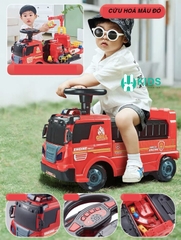 Xe chòi chân scooter thông minh biến dạng 2in1 mô phỏng ô tô cứu hoả có vòi phun nước, máy xúc cần cẩu cho bé