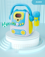 Đồ chơi máy hát karaoke di động cao cấp cho bé kèm mic ghi âm, loa phát nhạc có kết nối Bluetooth tích hợp đèn LED