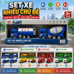 Set 2 Xe Bồn Chạy Pin Có Đèn Nhạc Cho Bé Tỉ Lệ 1:18 – Mã 6882