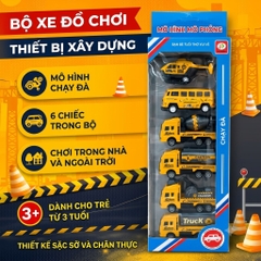 Bộ 6 Xe Công Trình Mini Cho Bé Chạy Đà Pull Back – Đồ Chơi Phương Tiện Xây Dựng