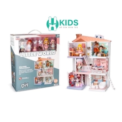 Bộ đồ chơi ngôi nhà búp bê cao cấp 4in1 lắp ráp 3 tầng kích thước lớn kèm nhiều búp bê siêu xinh dành cho bé gái