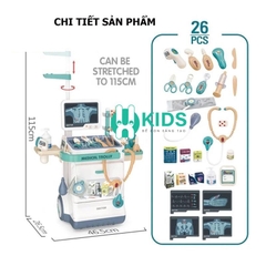 Đồ chơi xe đẩy dụng cụ thiết bị y tế cỡ lớn tới 116cm nhập vai bác sĩ y tá cao cấp cỡ lớn cho bé gái bé trai