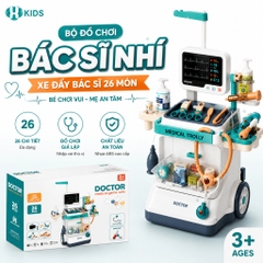 Xe Đẩy Bác Sĩ Đồ Chơi 26 Chi Tiết Size Đại Có Máy Đo Huyết Áp Cho Bé