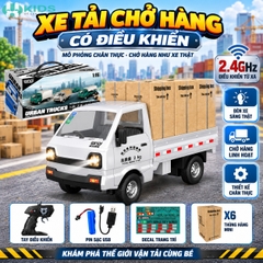 Xe Tải Chở Hàng Điều Khiển Từ Xa 2.4GHz Cho Bé – Có Đèn, Pin Sạc USB, Kèm 6 Thùng Hàng
