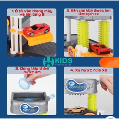 Bộ đồ chơi rửa xe ô tô thông minh đổi màu theo nhiệt độ có đèn và âm thanh sống động cho bé siêu thú vị