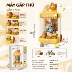 Máy Gắp Thú Mini Claw Machine Cho Bé Kèm Nhạc Và Đèn – Đồ Chơi Gắp Thú Có Kẹo Gashapon, USB Sạc, Nhiều Mẫu Cute