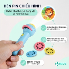 Đèn Pin Chiếu Hình Động Vật Cho Bé Kèm 3 Đĩa Hình