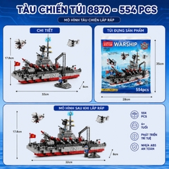 Lắp Tàu Chiến Khổng Lồ, mô hình tàu chiến 6 in 1, ghép máy bay, tàu chiến, xe tăng, giúp bé sáng tạo