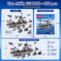 Lắp Tàu Chiến Khổng Lồ, mô hình tàu chiến 6 in 1, ghép máy bay, tàu chiến, xe tăng, giúp bé sáng tạo