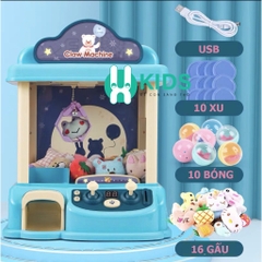 Máy gắp thú bông kích thước lớn bản 2 cần kèm xu đếm thời gian, có nhạc có đèn trẻ em