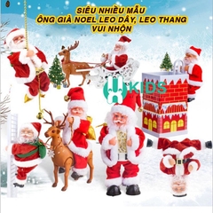 Đồ chơi ông già Noel leo dây, lộn nhào, leo thang, chui ống khói, chơi nhạc cụ, vác quà - Đồ chơi Noel vui nhộn cho bé