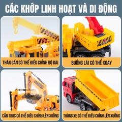 Bộ 6 Xe Công Trình Mô Hình Cỡ Lớn Cho Bé