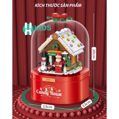 Hộp nhạc giáng sinh lắp ghép xếp hình người tuyết, cây thông noel có tuyết rơi tự động xoay 360 độ và đèn bắt mắt