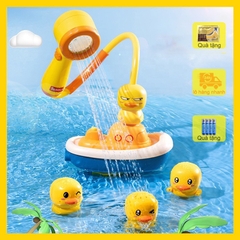 Đồ chơi tắm vịt cho em bé, với đầu vòi hoa sen có 4 chế độ phun nước khác nhau