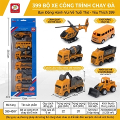 Bộ 6 Xe Công Trình Mini Cho Bé Chạy Đà Pull Back – Đồ Chơi Phương Tiện Xây Dựng