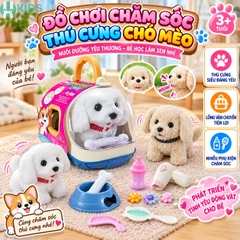Bộ Đồ Chơi Chăm Sóc Thú Cưng Chó Bông Kèm Lồng Và Phụ Kiện