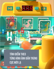 Đồ chơi máy bắn bóng pinball cỡ lớn tính điểm thế hệ mới mô hình khủng long , mèo hồng có đèn nhạc vui nhộn cho bé