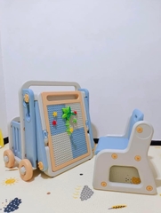 Bộ bàn xếp hình giáo dục cỡ lớn kèm bảng vẽ đa năng 6in1 cao cấp có kệ để đồ, bánh xe di chuyển gấp gọn dễ dàng cho bé