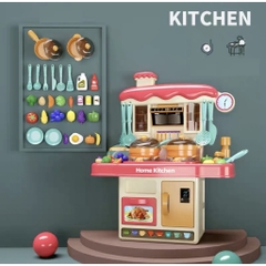 Đồ chơi nhà bếp cỡ lớn cao 43cm kèm 31 chi tiết nấu ăn có âm thanh ánh sáng vòi phun nước cho bé
