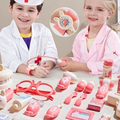 Đồ chơi bác sĩ cho bé gái trai trẻ em NANATU cao cấp, hộp dụng cụ y tế nhập vai mô phỏng y tá, nha sĩ, khám răng