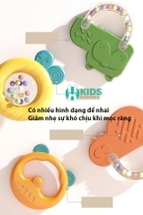 Bộ đồ chơi xúc xắc, gặm nướu mọc răng, lục lạc 10 món cao cấp kèm vali đựng có thể đun sôi tiệt trùng cho bé sơ sinh