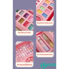 Bộ cốp trang điểm cao cấp cho bé gái, bộ đồ chơi trang điểm thật đầy đủ phụ kiện an toàn, dễ thương cho trẻ em