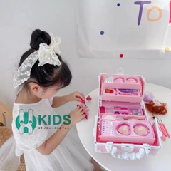 Bộ cốp trang điểm cao cấp cho bé gái, bộ đồ chơi trang điểm thật đầy đủ phụ kiện an toàn, dễ thương cho trẻ em