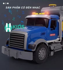 Đồ chơi ô tô mô hình xe bồn trộn bê tông cỡ lớn có nút quay nâng hạ hoạt động như thật kèm đèn nhạc cho bé