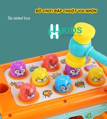 Đồ chơi xe bus đa năng 7in1 có đèn phát nhạc piano, trống, đập chuột