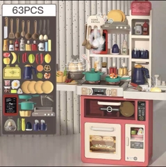 Đồ chơi nhà bếp phong cách Châu Âu cỡ lớn 88cm có đèn nhạc nồi hấp mô phỏng đồ dùng nhà bếp nấu ăn, trẻ em 2 đến 6 tuổi