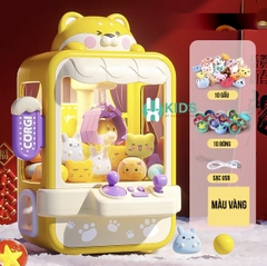 Đồ chơi máy gắp thú bông mini size lớn loại mới 2024 gấu mèo CORGI có đèn nhạc kèm nhiều đồ gắp cho trẻ em