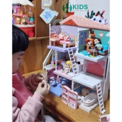 Bộ đồ chơi ngôi nhà búp bê cao cấp 4in1 lắp ráp 3 tầng kích thước lớn kèm nhiều búp bê siêu xinh dành cho bé gái