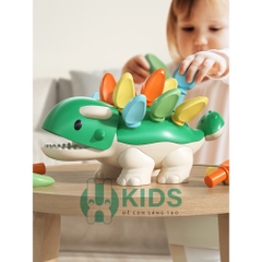 Đồ chơi khủng long lắp ghép thanh rút sắc màu giúp bé phát triển đa giác quan, nhận biết màu sắc