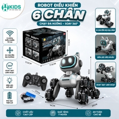 Chó Robot Điều Khiển Từ Xa 6 Chân Xoay 360° Có Đèn LED Cho Bé