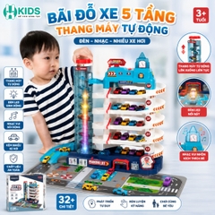Bãi đỗ xe ô tô 5 tầng có thang máy tự động, đèn nhạc – Gara xe hơi cho bé trai siêu hấp dẫn