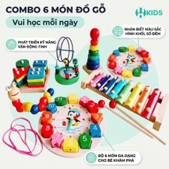Bộ Combo 6 Món Đồ Chơi Gỗ Giáo Dục Cho Bé