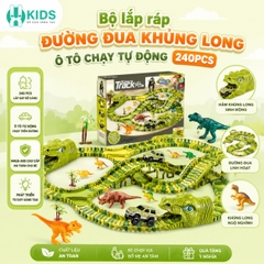 Đồ chơi đường ray khủng long lắp ráp cho bé kèm xe chạy pin – bộ track dinosaur công viên khủng long uốn cong linh hoạt