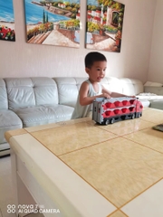 Đồ chơi xe tải container 3 tầng biến dạng lắp ghép thành đường đua dài 2m kèm nhiều ô tô hợp kim kích thước lớn cho bé