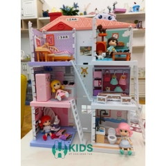 Bộ đồ chơi ngôi nhà búp bê cao cấp 4in1 lắp ráp 3 tầng kích thước lớn kèm nhiều búp bê siêu xinh dành cho bé gái