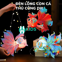 Đèn lồng trung thu con cá chép màu sắc lắp ráp thủ công DIY có đèn nhấp nháy 3 chế độ phát sáng siêu đẹp cao cấp cho bé
