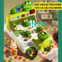 Đồ chơi bắn bi hứng bóng tính điểm khủng long cá sấu kiểu mới cỡ lớn có đèn nhạc rèn luyện tay mắt cho bé