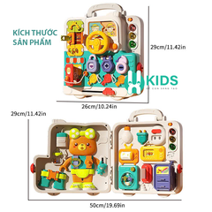 Đồ chơi bảng bận rộn Montessori Busy Board đa năng 3 mặt có đèn nhạc giáo dục sớm phát triển tư duy kĩ năng sống cho bé