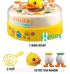 Đồ chơi hứng bắt vịt nhảy múa, câu cá hình vịt xoay 360 có đèn nhạc rèn luyện đôi tay và sự tập trung phản xạ cho bé
